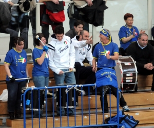 Piscopo e Segnalini in curva Gislimberti a fare il tifo durante la gara